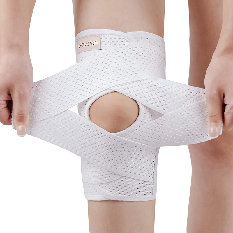 Support de genou à bande élastique réglable avec stabilisateurs latéraux