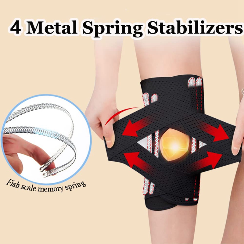 Support de genou à bande élastique réglable avec stabilisateurs latéraux