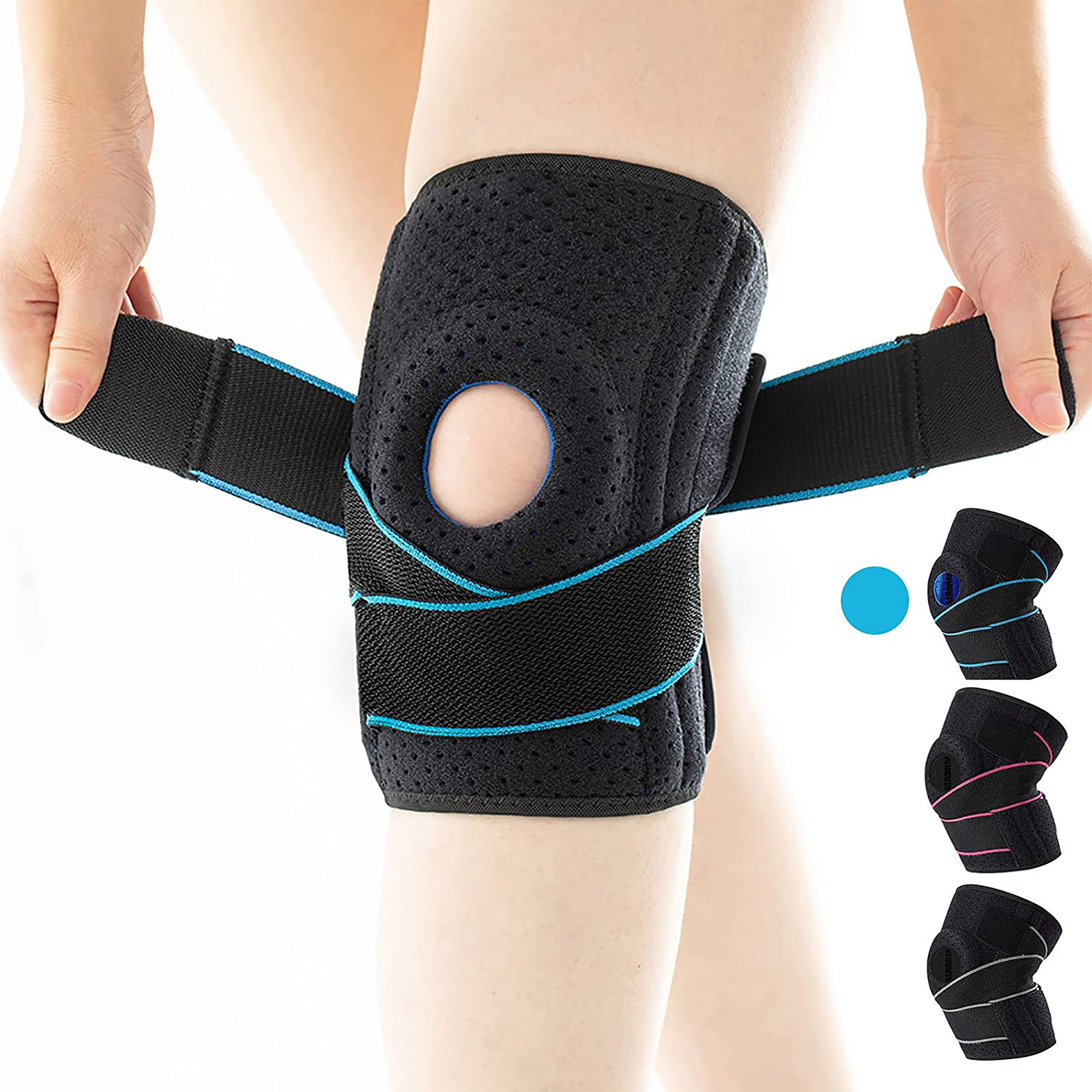About de genou avec stabilisateurs latéraux et coussinets de gel de rotule