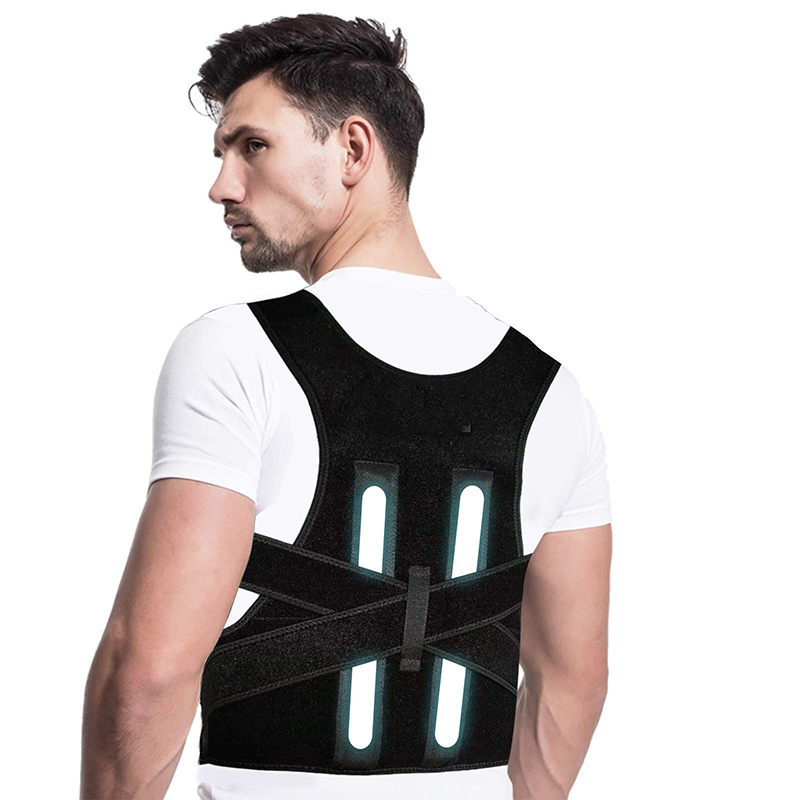 Correcteur de posture de support du dos avec plaques en acier